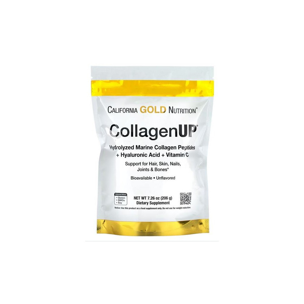California Nutrition Collagenup, Marine Collagen + Hyaluronic Acid + Vitamin C, Unflavored, 7.26 Oz (206 G) Gold
