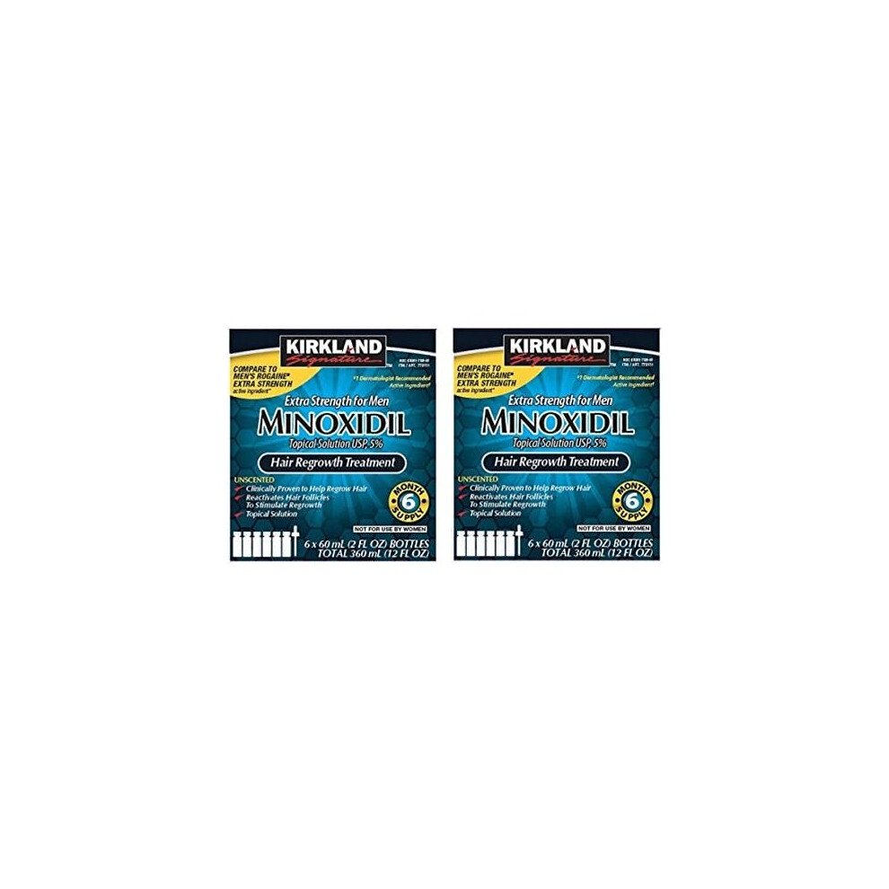 6 Months Kirkland Minoxidil 5 percentage Extra Strength Hair Loss Regrowth Treatment Men, 2 oz (Set of 12)