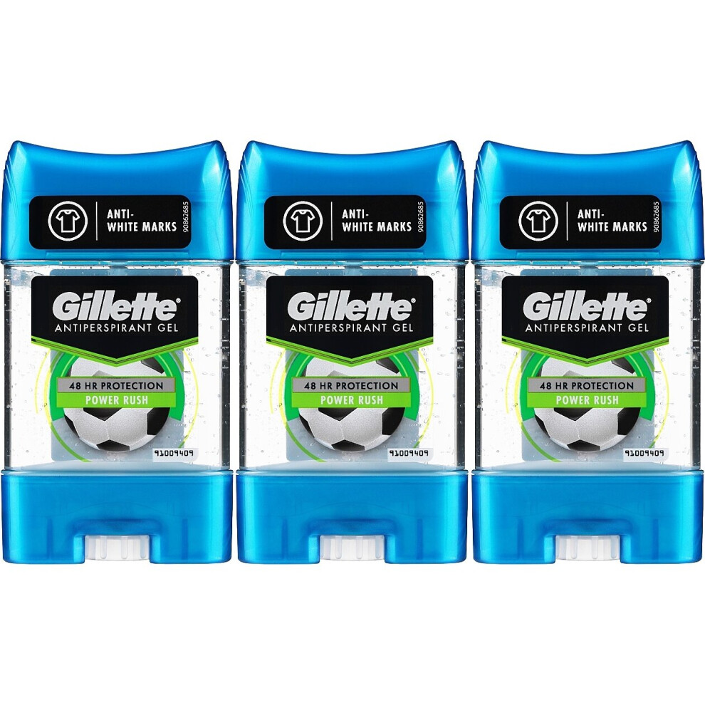 3 x Gillette Sport Antiperspirant Clear Gel 70ml - Power Rush