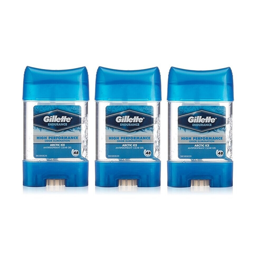 3 x Gillette Endurance Antiperspirant Clear Gel 70ml - Arctic Ice