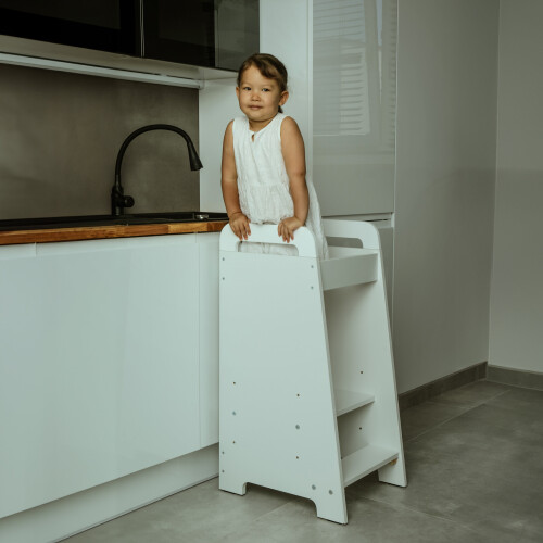 (White) Learning Tower - Kitchen Helper & Step Stool Set 2