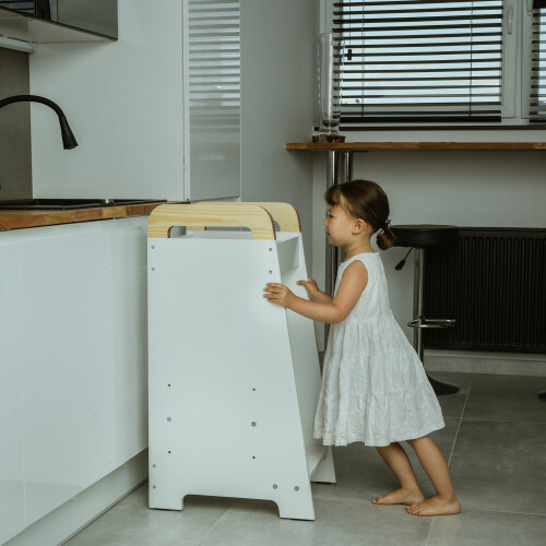(White/Pine) Learning Tower - Kitchen Helper & Step Stool Set 2