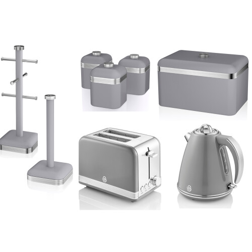 Bread Bin Swan Retro Jug Kettle Grey SWAN Retro Grey Jug Kettle