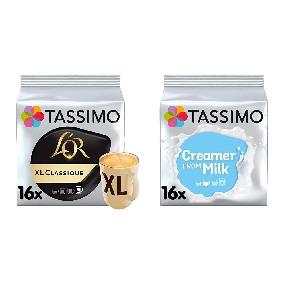 L'OR XL Classique Coffee Pods (Pack of 5, Total 80 Coffee Capsules) & Creamer Milk Pods (Pack of 5, Total 80 Coffee Capsules)