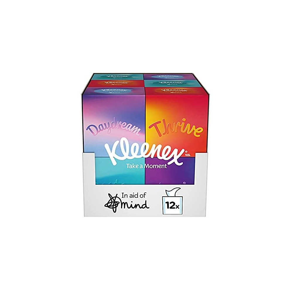 Kleenex Collection Tissues - 12 Cube Tissue Boxes, 672 Tissues Total, In Aid Of Mind