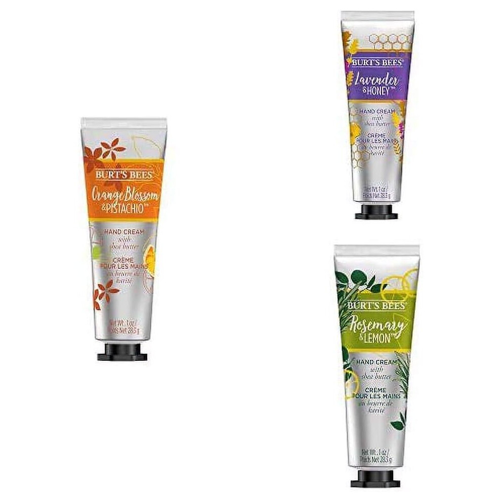 Moisturising Botanical Blend Hand Cream Trio. Includes 3 luxurious scents: Lavender & Honey, Orange Blossom & Pistachio and Rosemary & Lemon