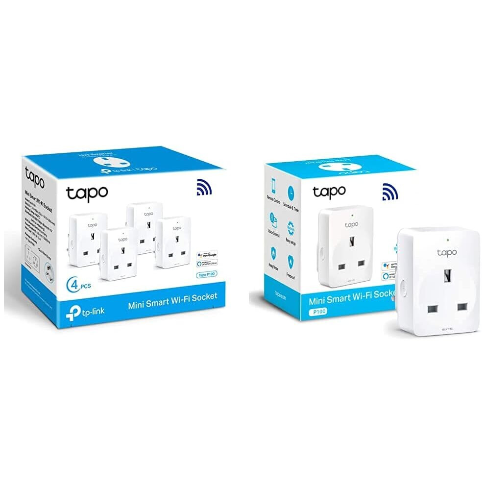 Tapo Smart Plug Wi-Fi Outlet, Works with Amazon Alexa (Echo and Echo Dot), Google Home, Wireless Smart Socket (4-Pack) & Tapo Smart Plug Wi-Fi Outlet,