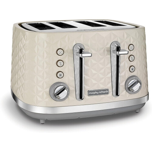 Morphy Richards Vector 4 Slice Toaster 248132 Cream Four Slice Toaster Cream Toaster + Pyramid Kettle 108132 Traditional Kettle Cream