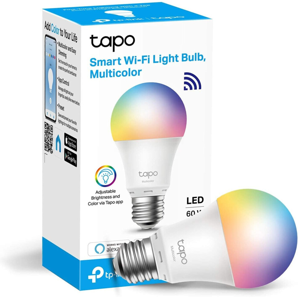 Tapo Smart Bulb, Smart Wi-Fi LED Light, E27, 8.7W, Works with Amazon Alexa(Echo and Echo Dot)[Energy Class A+], TP-Link Tapo L530E Smart Wi-Fi Light