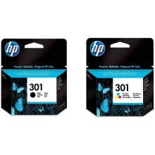 CH561EE, CH562EE 301 Original Ink Cartridges, Black and Tri-Colour, Bundle, Pack of 2