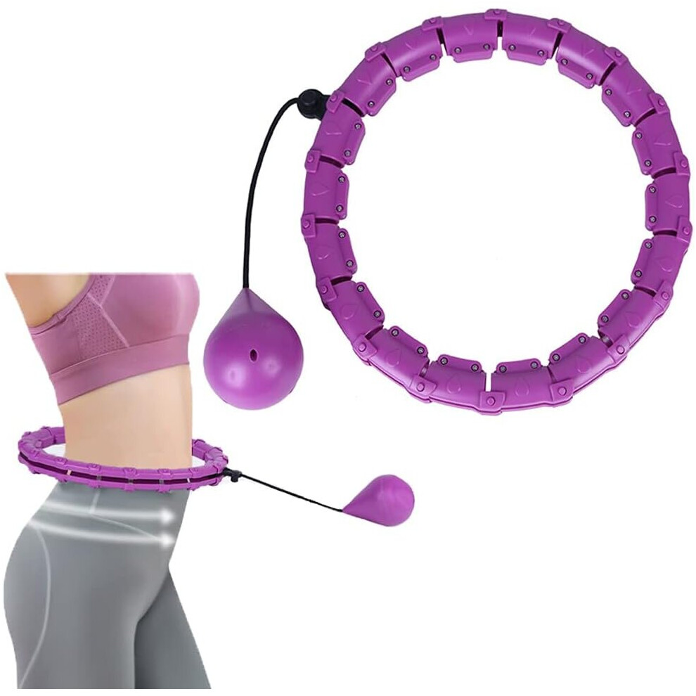 Smart Hula Ring Hoops, Weighted Hula Hoop for Adults, 24 Knots Detachable & Size Adjustable Smart Hoola Hoop with Auto Rotation and 360-degree Massage 