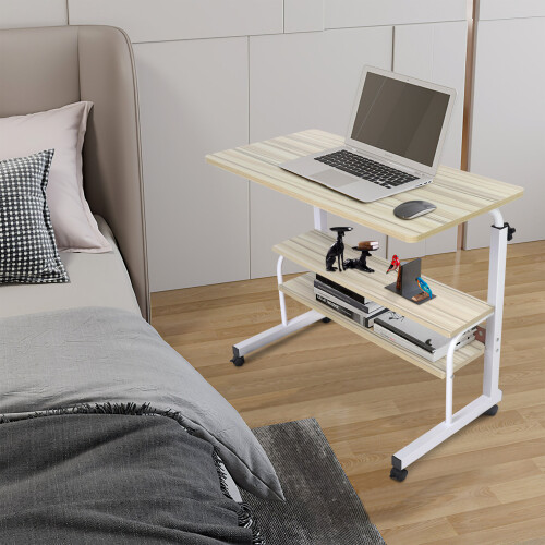 Ergonomic Adjustable Portable Rolling Bedside Work Breakfast Laptop Tray Table Desk Station 2