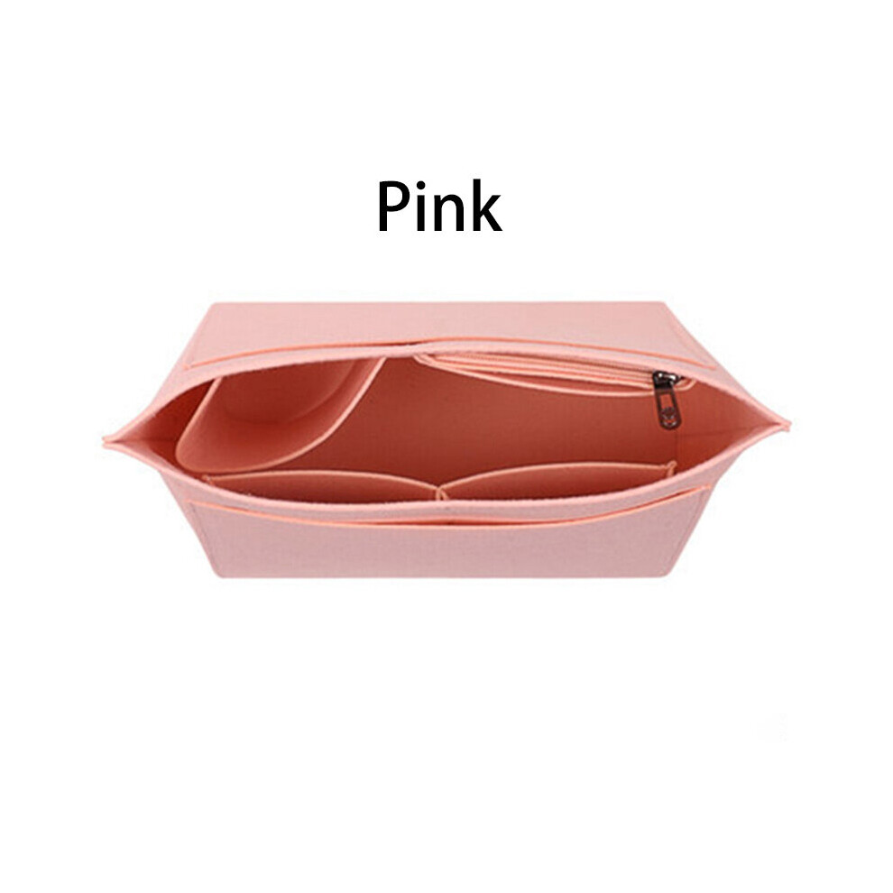 Multicoloured (01 Beige-L) Make Up Organizer Felt Insert Bag For Women Handbag Travel Inner Purse Portable Cosmetic Bags Fit Various Bags