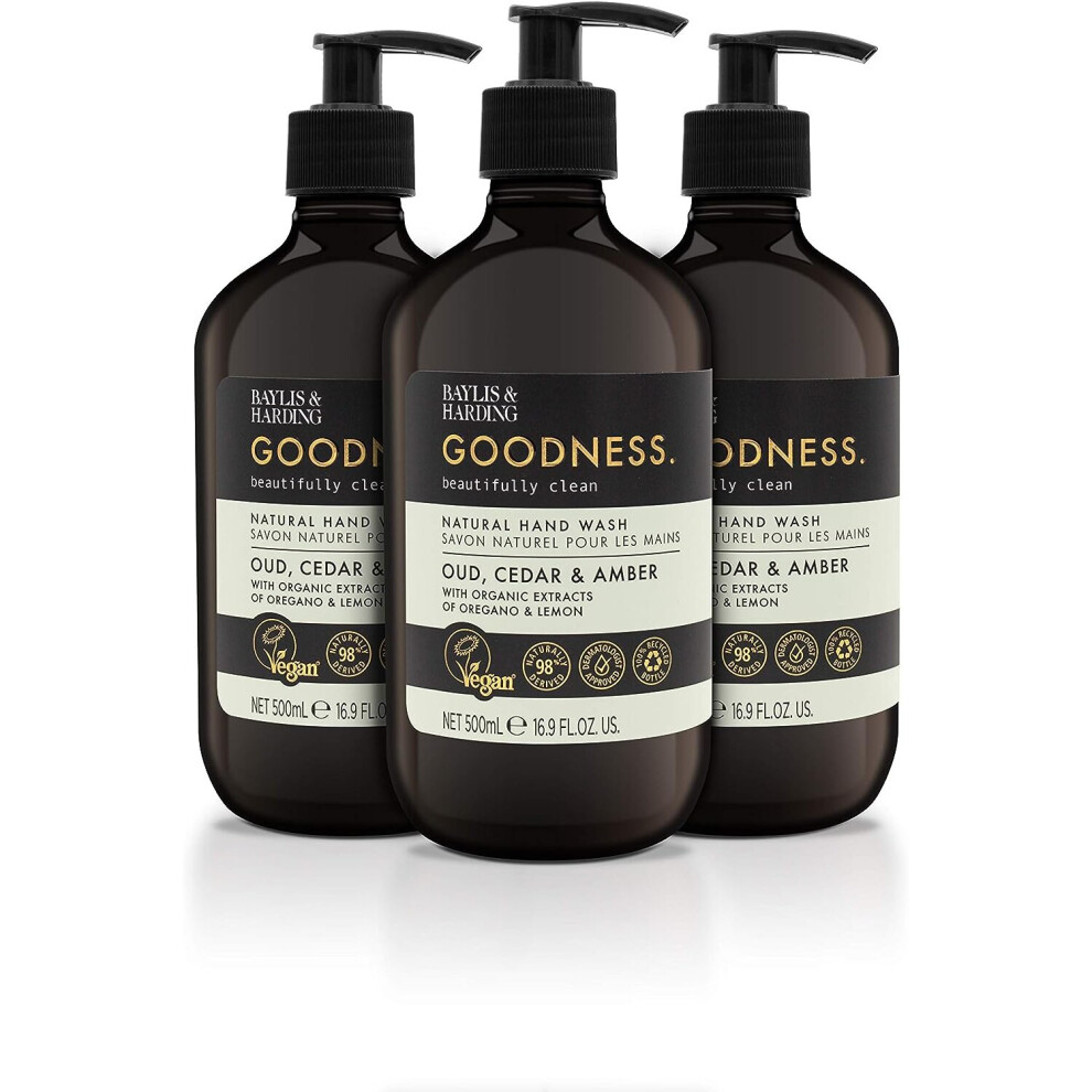 Goodness Oud, Cedar and Amber, 500 ml Hand Wash, Pack of 3