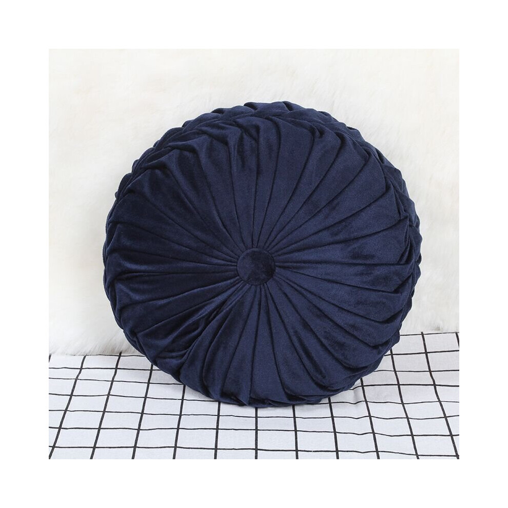 (Navy) Pleated Round Plush Pumpkin Pillow Couch Cushion Floor Pillow Decor For Home