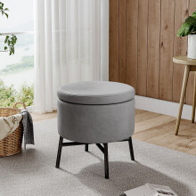 Contemporary Velvet Ottoman Metal Legs