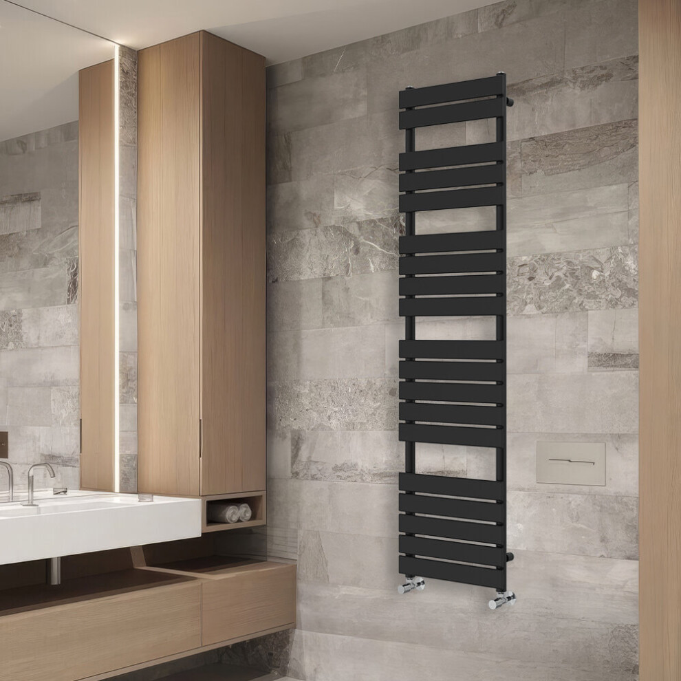 (1800x450mm) NRG Flat Panel Heated Towel Rail Bathroom Rad Radiator Black