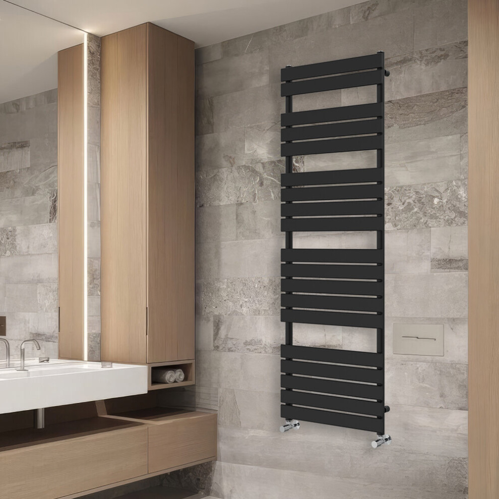 (1800x600mm) NRG Flat Panel Heated Towel Rail Bathroom Rad Radiator Black