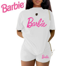 (White, 3XL) Movie Tops Barbie Shorts Set Tracksuit Casual Costume Outfit Daily Summer Fans