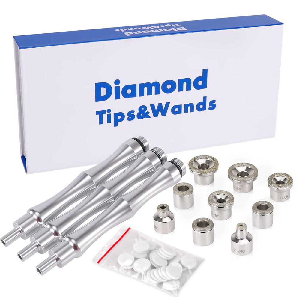 Irich 9 PCS Microdermabrasion Tips and 3 Wands, Dermabrasion Replacement Tips, Microdermabrasion Machine Accessories with Cotton Filter