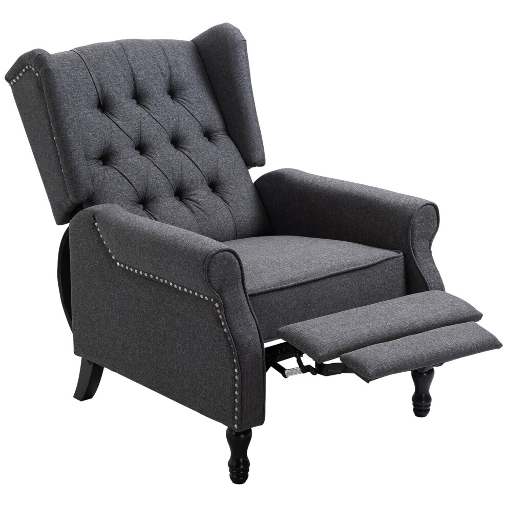 Homcom Manual Reclining Armchair Recliner With Retractable Footrest Dark Grey