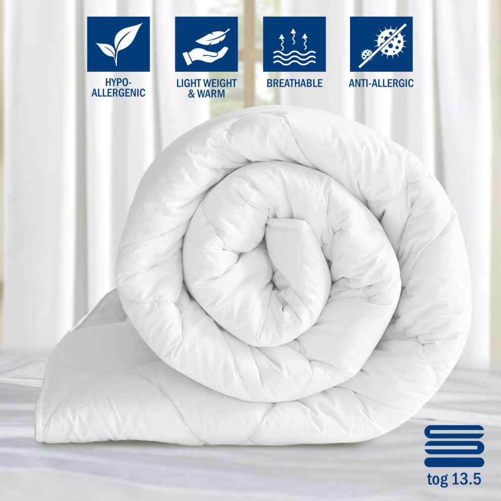 (Double: (200 x 200)cm, 13.5 TOG) Down Duvet Quilt Tog Luxury Hotel Quality Winter Warm Duvet Tog 10.5,13.5 & 15