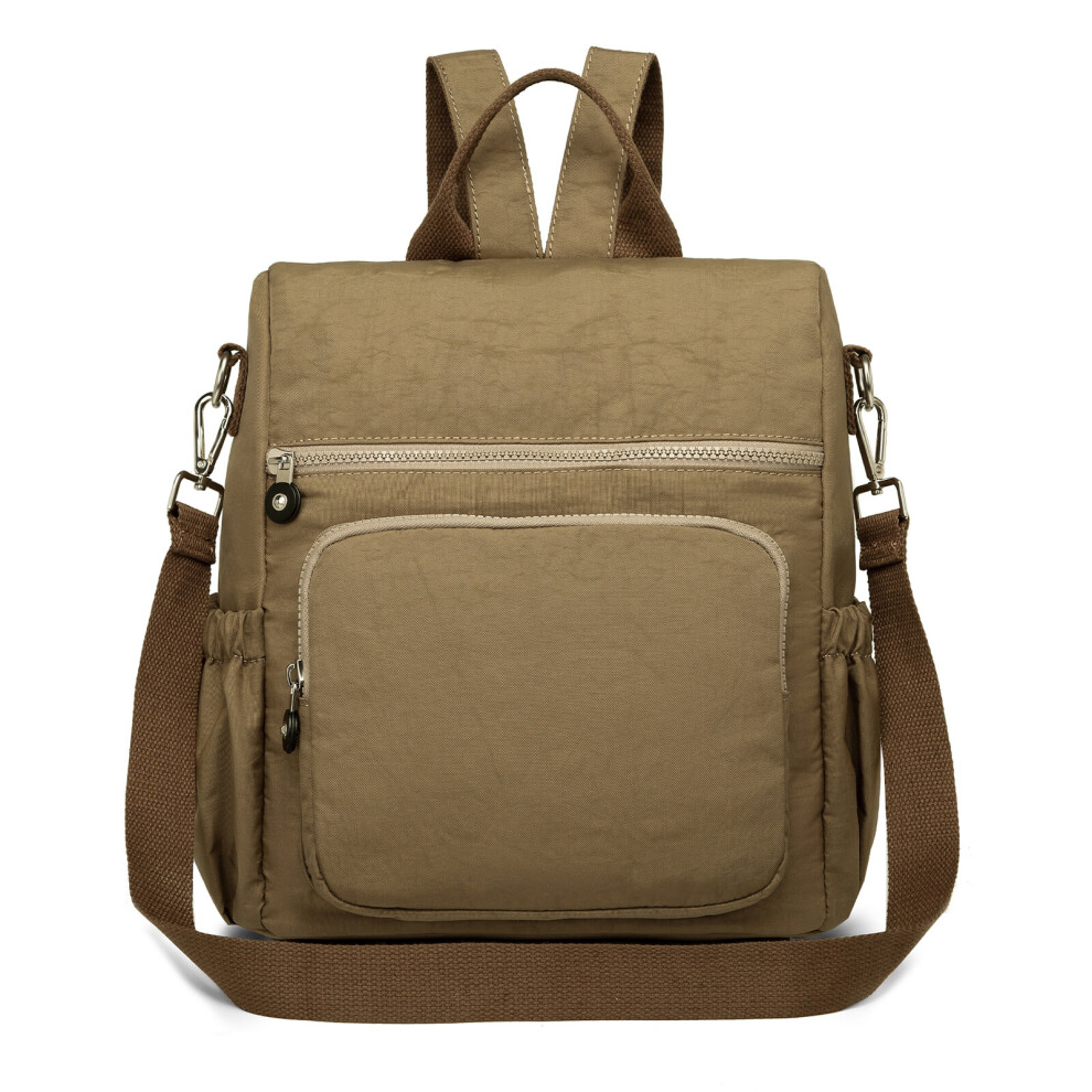 (Khaki) KONO Multi way Anti-Theft Waterproof Backpack Shoulder Bag 