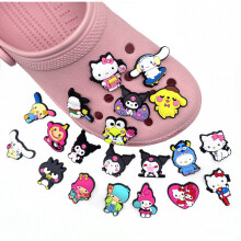 20pcs Cartoon Cute Anime Hole Shoe Croc Charms Soft Adhesive Detachable