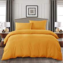 (King Plain Duvet Cover) Plain Dyed Duvet Quilt Cover Yellow Bedding Sets