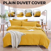 (Double Plain Duvet Cover) Plain Dyed Duvet Quilt Cover Yellow Bedding Sets