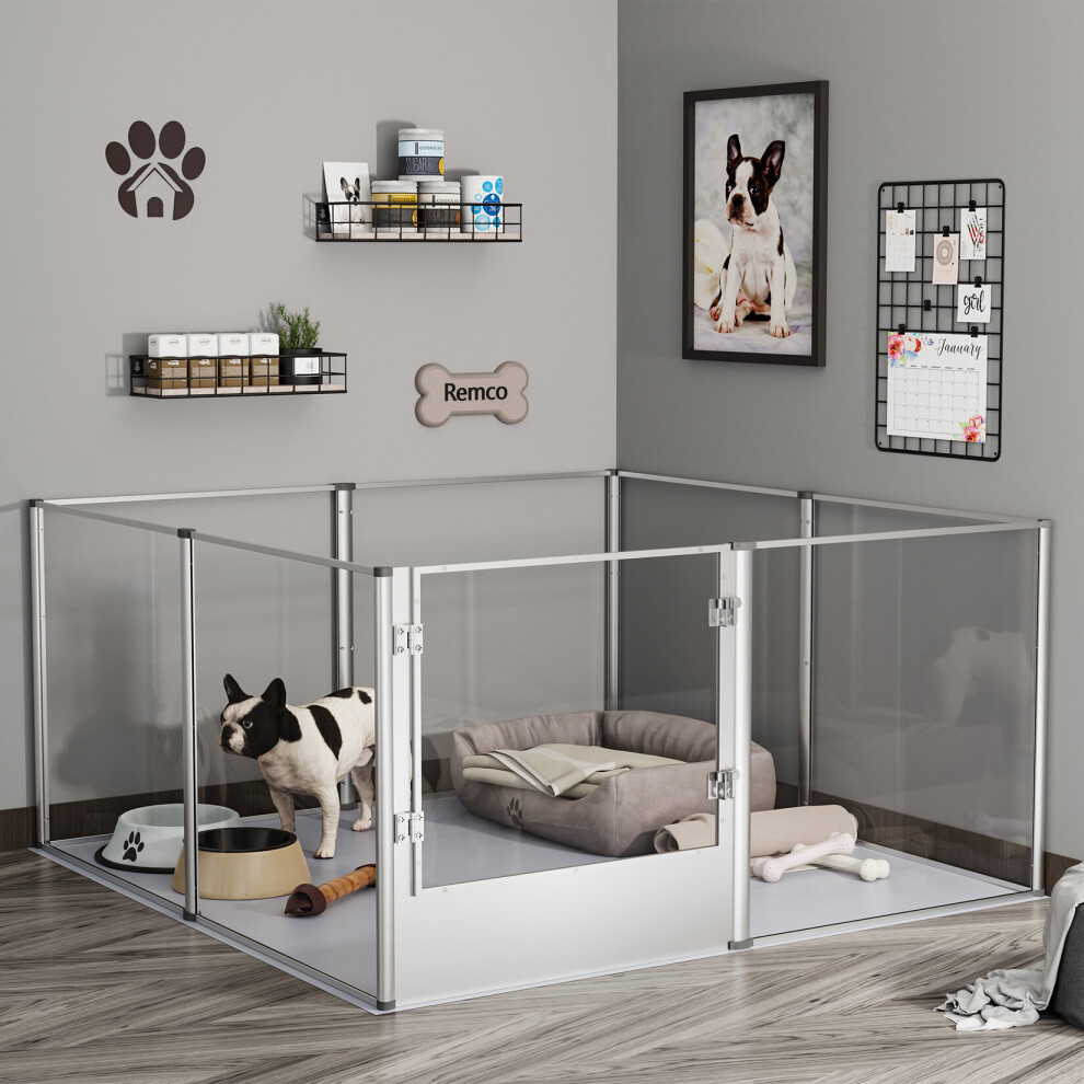 Bingopaw Acrylic Dog Whelping Box Pet Playpen Exercise Fence With Fertility Pad