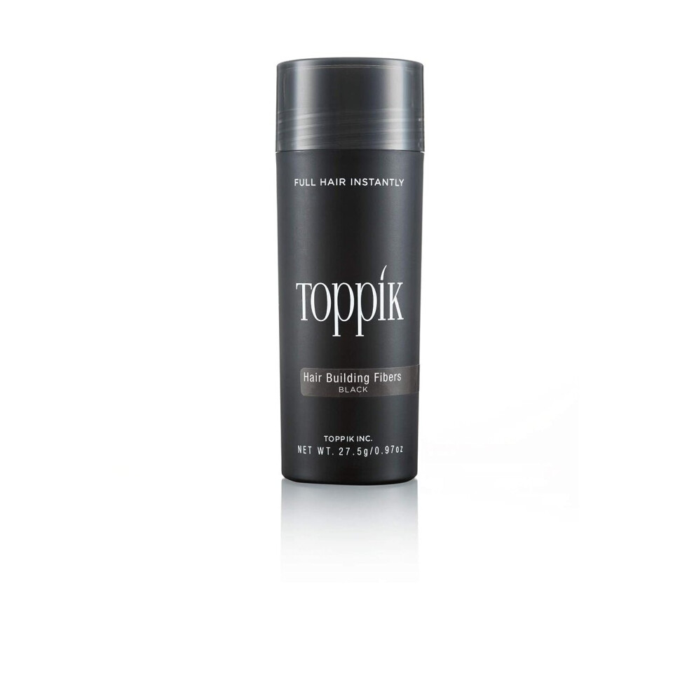 Toppik Hair Building Fibers, Black, 27.5g | Fill In Fine or Thinning Hair | Instantly Thicker, Fuller Looking Hair | 9 Shades for Men & Women