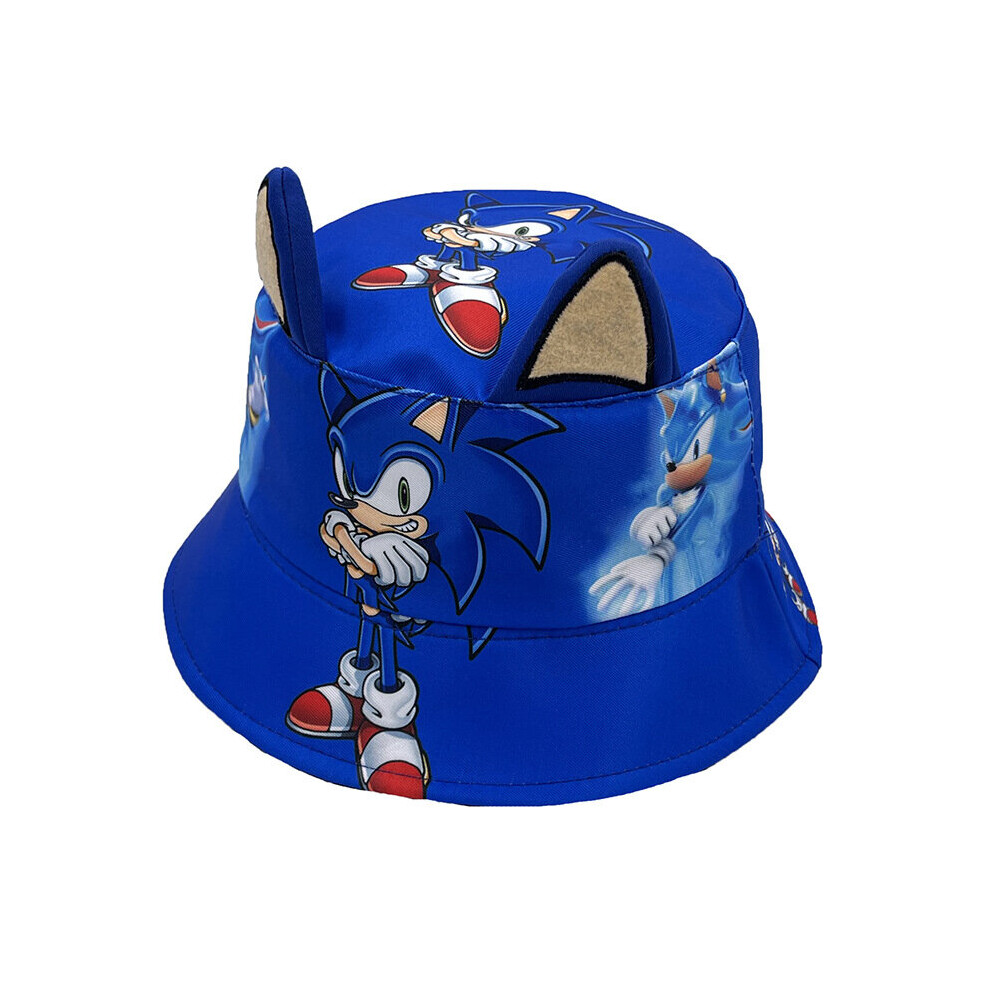 Sonic Bucket Hat 3D Ear Hat Children's Cartoon Fisherman Hat Foldable UV Protection Fisherman Hat 56CM