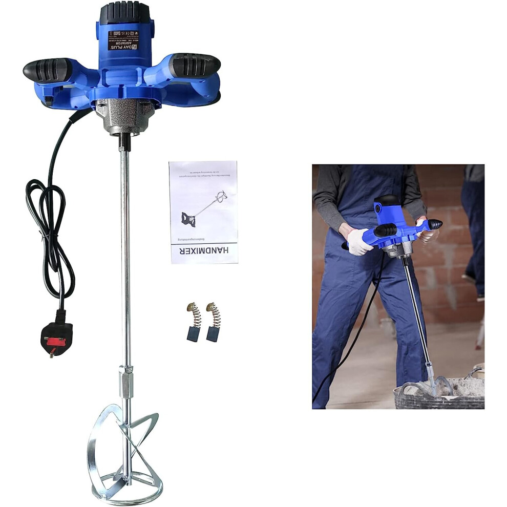 2600W Portable Electric Concrete Cement Plaster Grout Paint Thinset Mortar Paddle MixerAdjustable 6 Speed