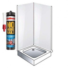 Shower Wall Panel Kit to 2 x 1000 walls white gloss off 250mm wide