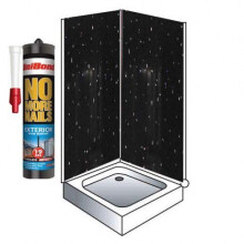 Black Sparkle Shower Wall Panels Kit 1000MM x 2.4m X 10mm 2 Sided