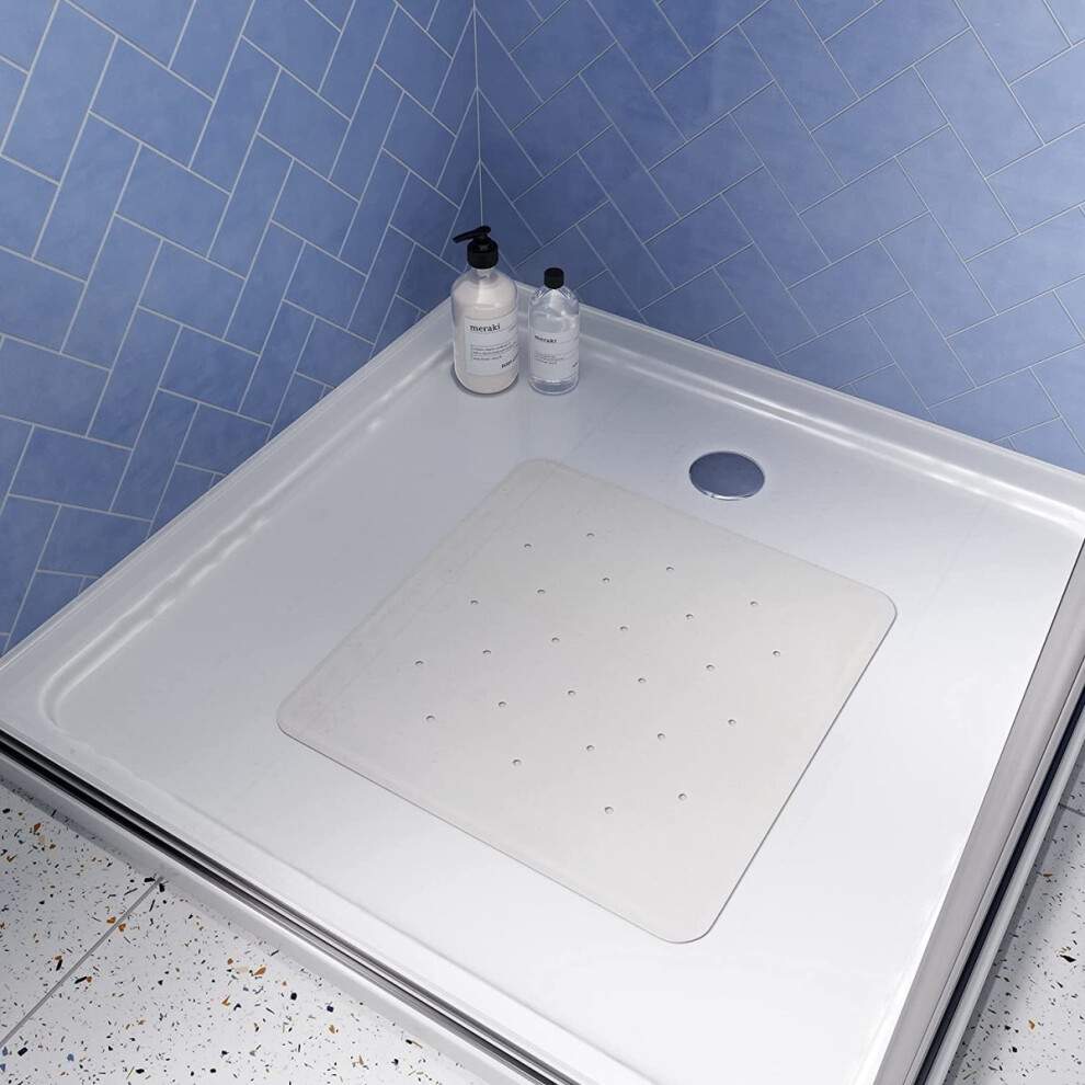 (White, Shower) Hygiene 'N' Clean Anti-Bacterial Slip-Resistant Large Bath Mat