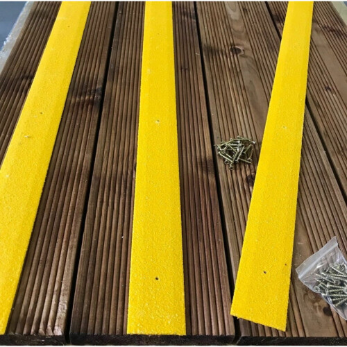 (5, 600mm x 50mm) Yellow Non Slip Decking Strips 2