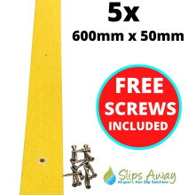 (5, 600mm x 50mm) Yellow Non Slip Decking Strips