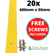 (20, 600mm x 50mm) Yellow Non Slip Decking Strips