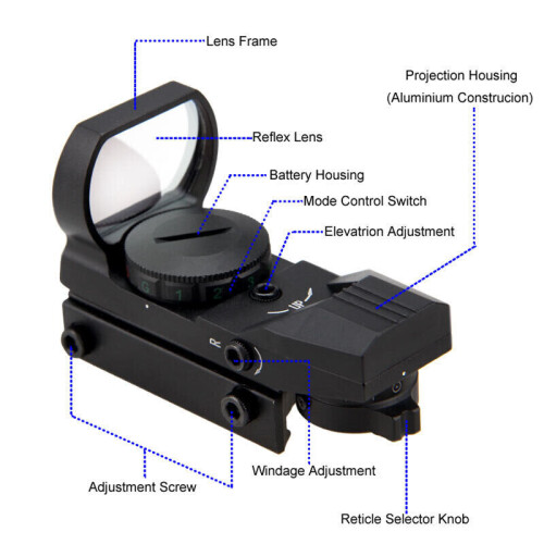 Holographic 4 Reticle Reflex Red&Green Dot Sight Scope 11/20mm Rail Mount 2