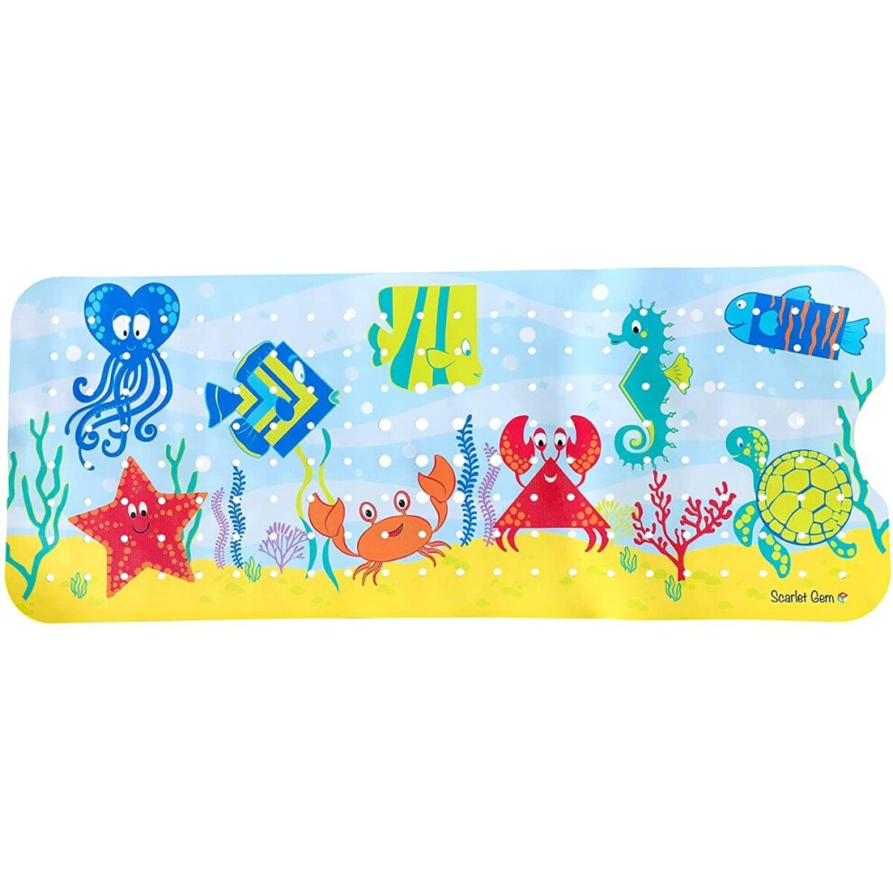 Slips Away Non Slip Extra Long Ocean Scene Bath/Shower Mat For Children, 100X40cm