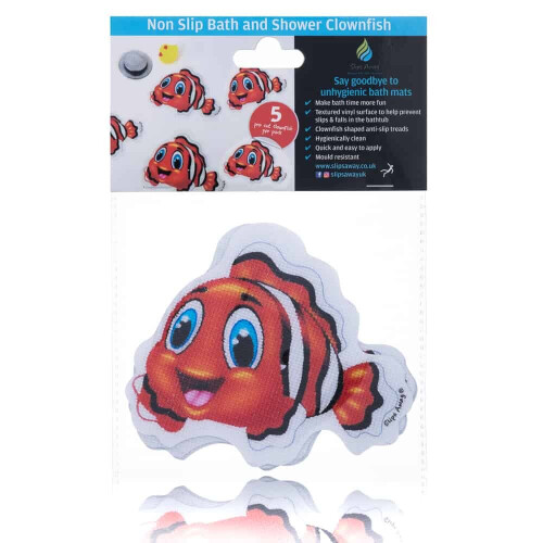 Anti slip Kids Bath Stickers - Clownfish ( 5x Pack ) 2