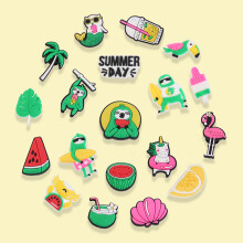 20Pc Cartoon Green Summer Series Croc Charms For Croc Shoes Decoration