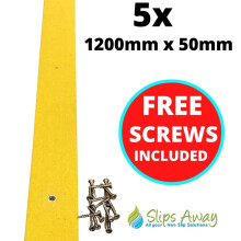 (5, 1200mm x 50mm) Yellow Non Slip Decking Strips