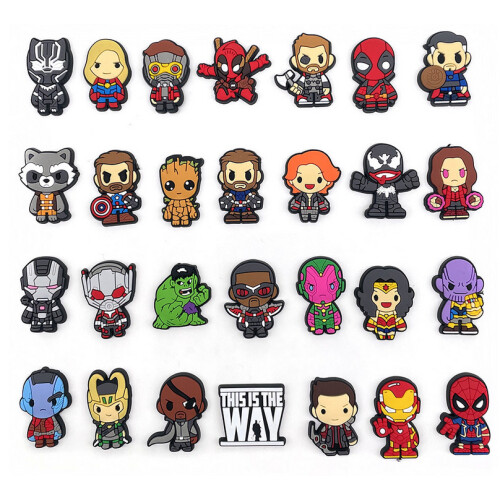 30x Super Hero Marvel Cartoon Shoe Charms Shoe Buckle for Crocs Jibbitz, Cool Shoe