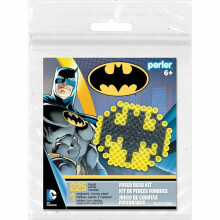 Batman Perler Bead Starter Kit - Iron-On Bead Craft for Ages 6+, 225 Beads, Pegboard, Pattern & Ironing Paper