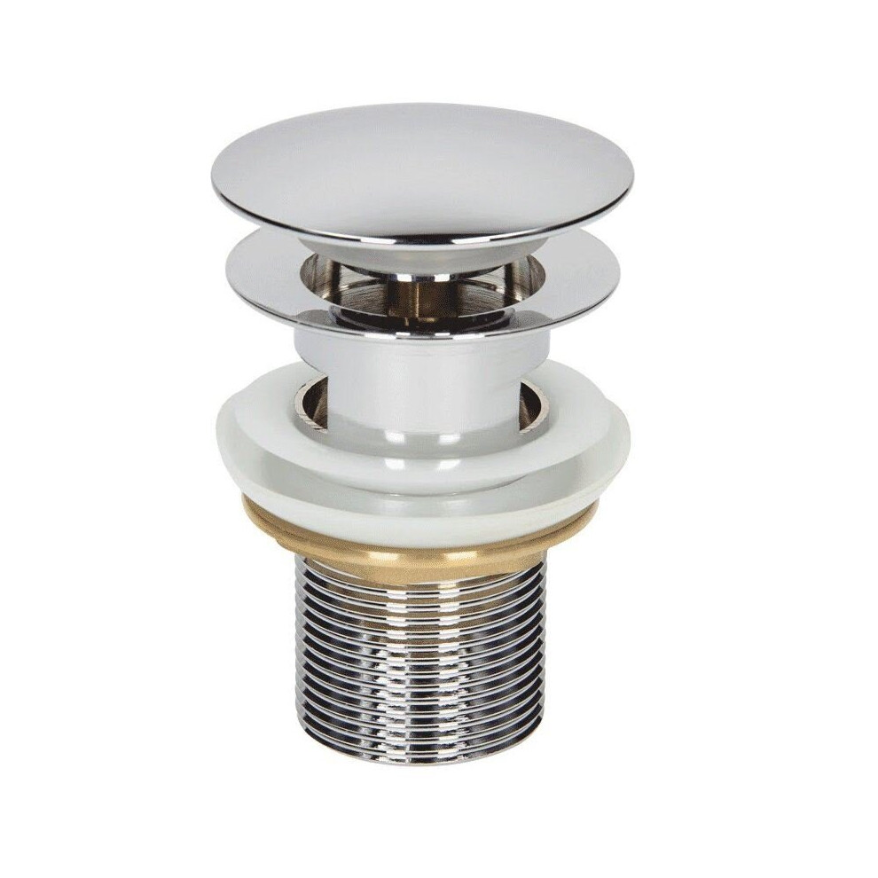 Bathroom Basin Sink Clicker Waste Plug Slotted 1 1/4" Chrome Flat Mushroom Style 5056093675590