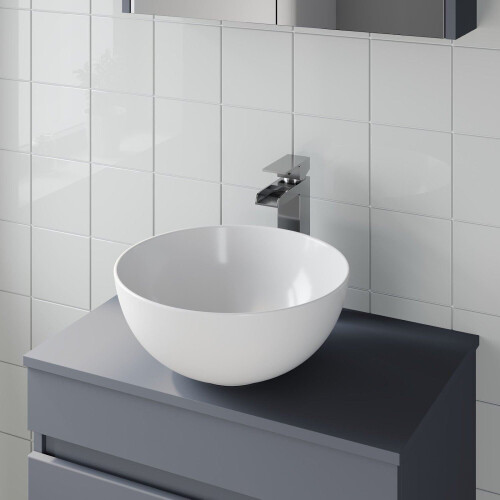 Cambrai Countertop Basin with High Rise Basin Mixer Tap Bundle - White 1