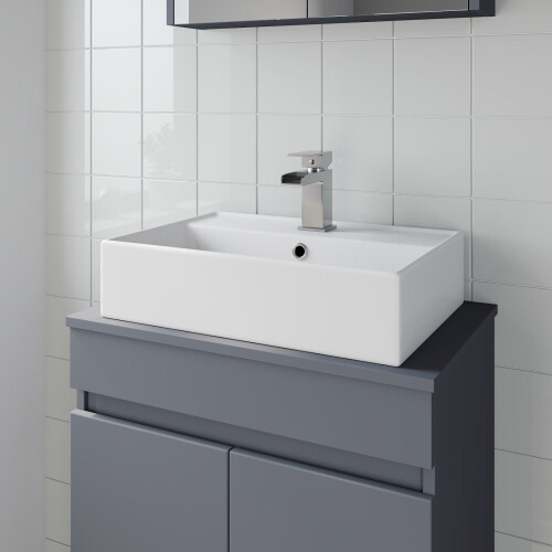 Vannes Countertop Basin with Basin Mixer Tap Bundle - White 1